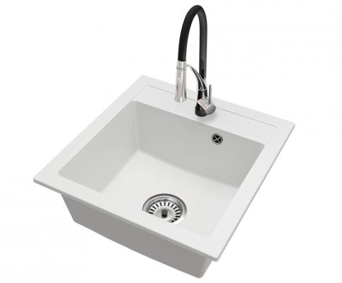 Granitový drez BIG DON + batéria NEXO BIELA/ČIERNO STRIEBORNÁ 52 x 49 x 21cm