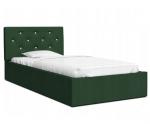 Luxusná posteľ CRYSTAL zelená 120x200 s kovovým zdvižným roštom