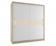 Veľká šatníková skriňa CRAFTON 133 cm s posuvnými dverami DUB SONOMA/MAT/PERLOVÝ LESK