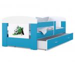 Detská posteľ 180 x 80 cm FILIP MODRÁ vzor FUTBAL