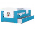 Detská posteľ 180 x 80 cm FILIP MODRÁ vzor MICKEY