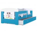 Detská posteľ 180 x 80 cm FILIP MODRÁ vzor MINNIE