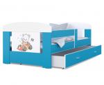 Detská posteľ 180 x 80 cm FILIP MODRÁ vzor MACKO