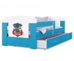 Detská posteľ 180 x 80 cm FILIP MODRÁ vzor SUPER PSI
