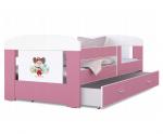 Detská posteľ 180 x 80 cm FILIP RUŽOVÁ vzor MICKEY