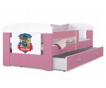 Detská posteľ 180 x 80 cm FILIP RUŽOVÁ vzor SUPER PSI
