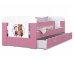 Detská posteľ 180 x 80 cm FILIP RUŽOVÁ vzor MACKO 2