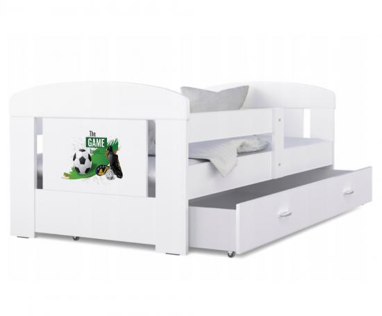 Detská posteľ 160 x 80 cm FILIP BIELA vzor FUTBAL