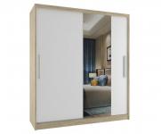 Šatníková skriňa so zrkadlom AVEIRO 133x218 cm DUB SONOMA/BIELA