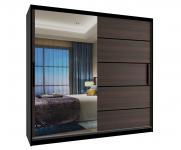 Šatníková skriňa so zrkadlom FREMONT 200x218 cm ČIERNA/GAŠTAN