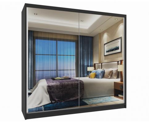 Šatníková skriňa so zrkadlom ARIANA 200x218 cm ČIERNÁ