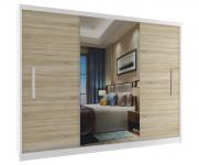 Šatníková skriňa so zrkadlom GARCIA 240x218 cm BIELA/DUB SONOMA