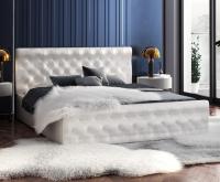 Luxusná posteľ CHICAGO TRINITY 180x200 s kovovým zdvižným roštom BIELA