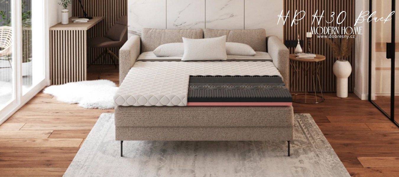 Prístelka z profilovanej 7-zónovej peny HR H30 BLACK a VISCO peny 100x200 cm 7cm