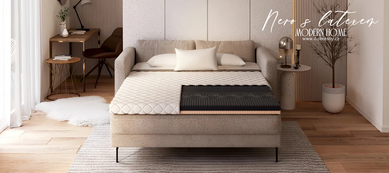 Prístelka z profilovanej 7-zónovej peny HR H30 NERO S LATEXOM 80x200 cm 7cm