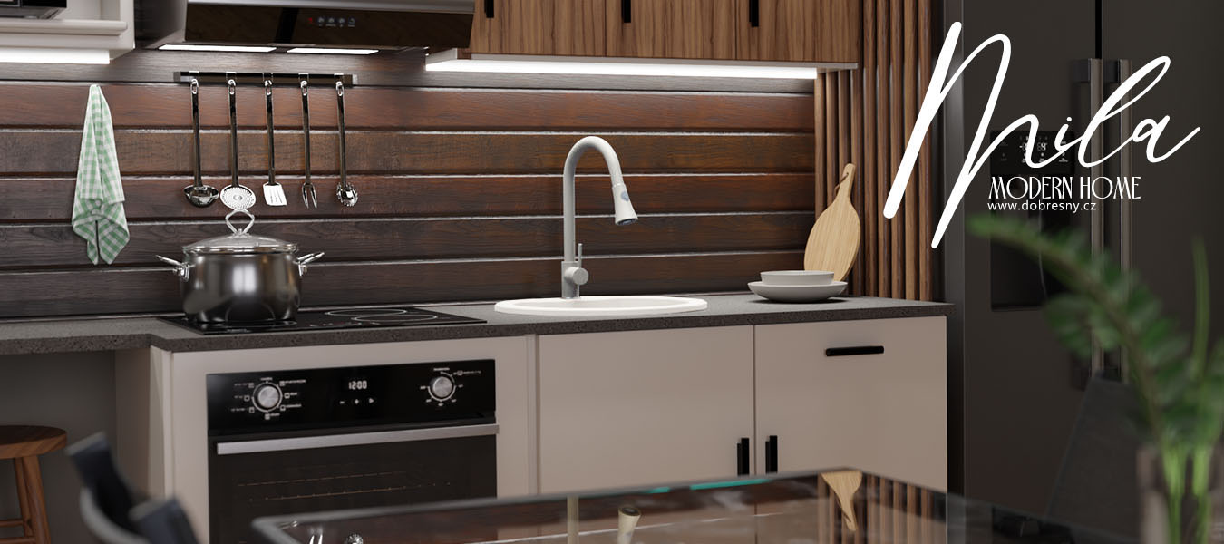 Granitový drez MILA + batéria DECO biela