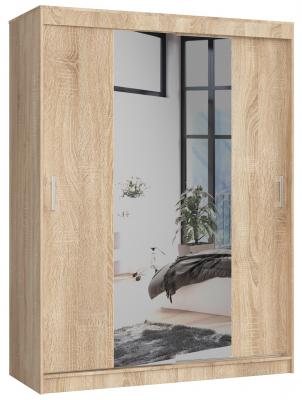Šatníková skriňa s posuvnými dverami a zrkadlom 150cm dub sonoma