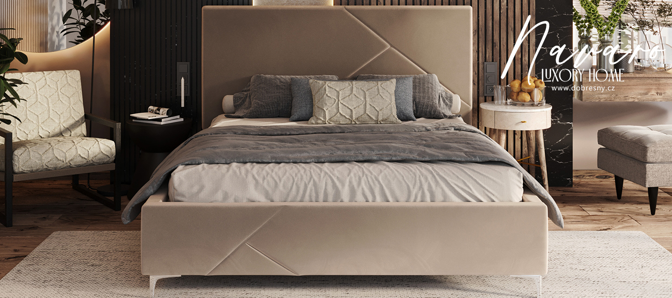 Čalúnená posteľ NAVARO 120x200 Béžová Paris s úložným priestorom kovový rošt