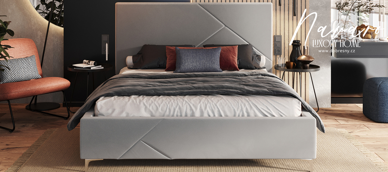 Čalúnená posteľ NAVARO 120x200 Siva Paris s úložným priestorom kovový rošt