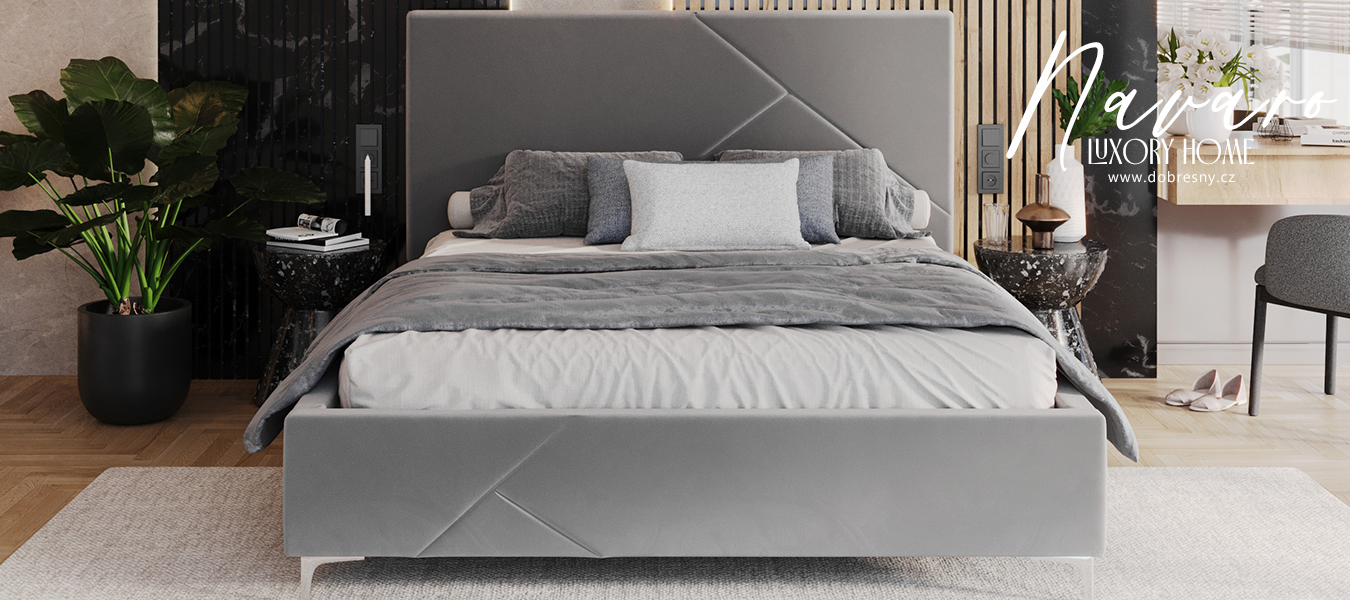 Čalúnená posteľ NAVARO 120x200 Steel Paris s úložným priestorom kovový rošt