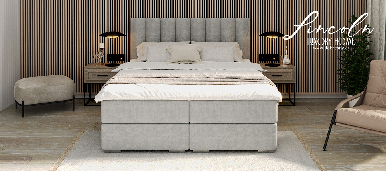 Čalúnená posteľ LINCOLN 160x200 so zdvižným roštom sivá