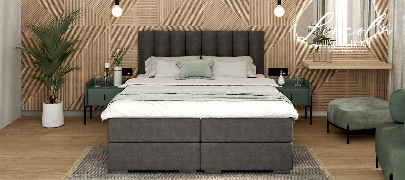 Čalúnená posteľ LINCOLN 180x200 so zdvižným roštom grafit