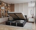 Čalúnená manželská posteľ PLATINUM čierna biela 140x200 Trinity s dreveným roštom