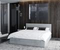 Luxusná manželská posteľ TOPAZ sivá 180x200 z eko kože s kovovým roštom