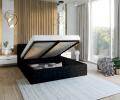 Luxusná manželská posteľ TOPAZ čierna 180x200 z eko kože s kovovým roštom
