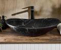 Keramické umývadlo LENA, čierny mramor, 61 cm